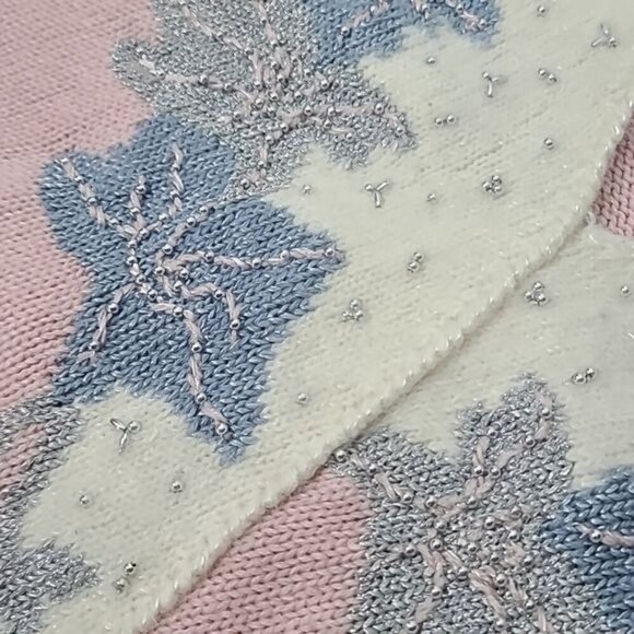 Vintage 90s Dana Scott Wool Pastel Pink Bedazzled Sweater - Picture 13 of 13